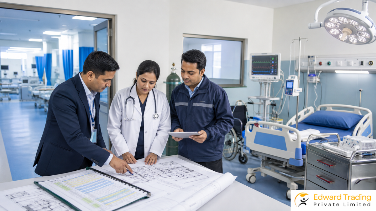 Institutional buyer evaluating hospital equipment for a facility in Nepal