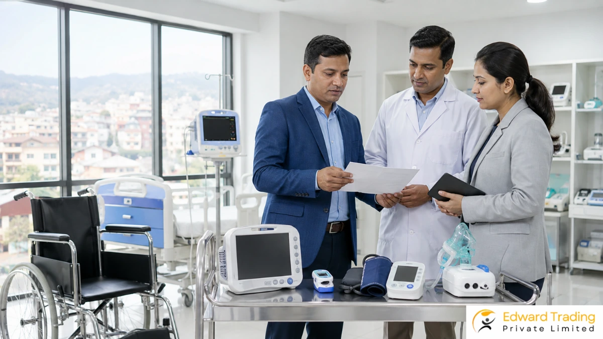 Institutional buyer evaluating medical equipment supplier in Nepal for a facility in Nepal