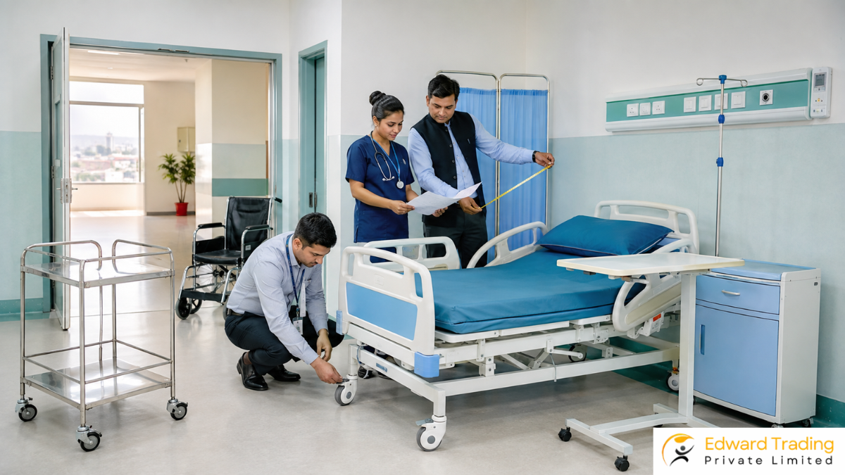 Institutional buyer evaluating hospital furniture in nepal for a facility in Nepal
