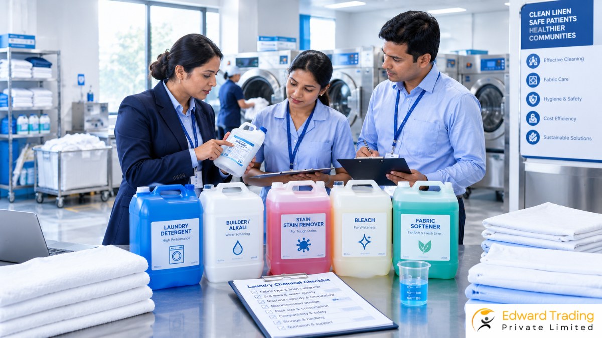 Institutional buyer evaluating laundry chemicals in Nepal for a facility in Nepal