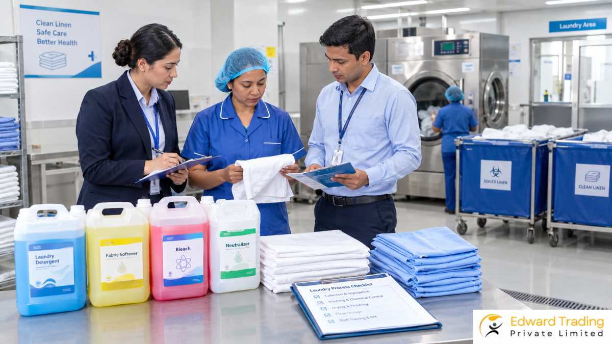 Institutional buyer evaluating hospital cloth washing in Nepal